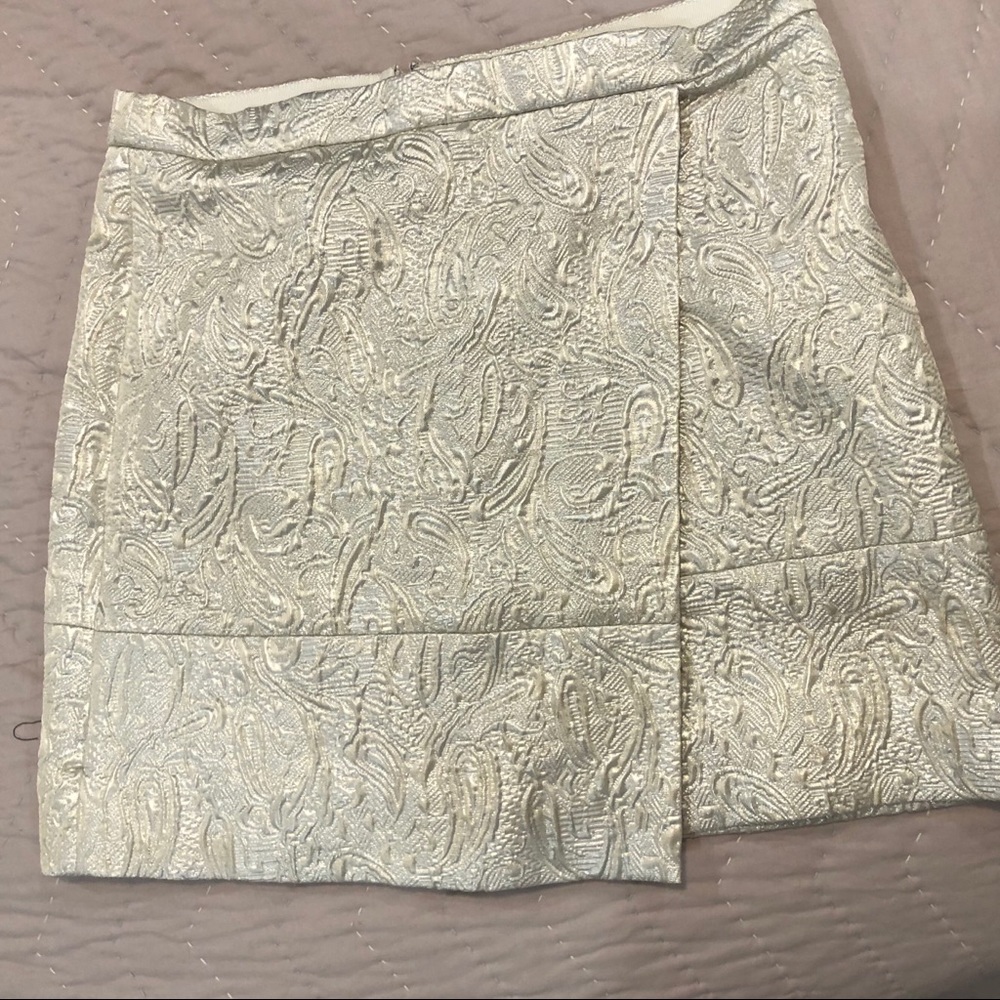 NWOT J Crew shimmering champagne wrap mini skirt